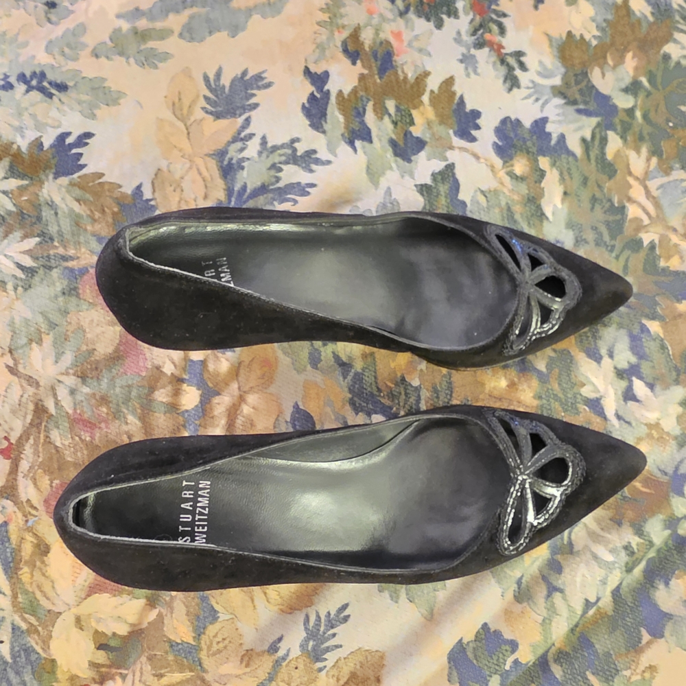 Stuart Weitzman Black Heels with Silver Accents